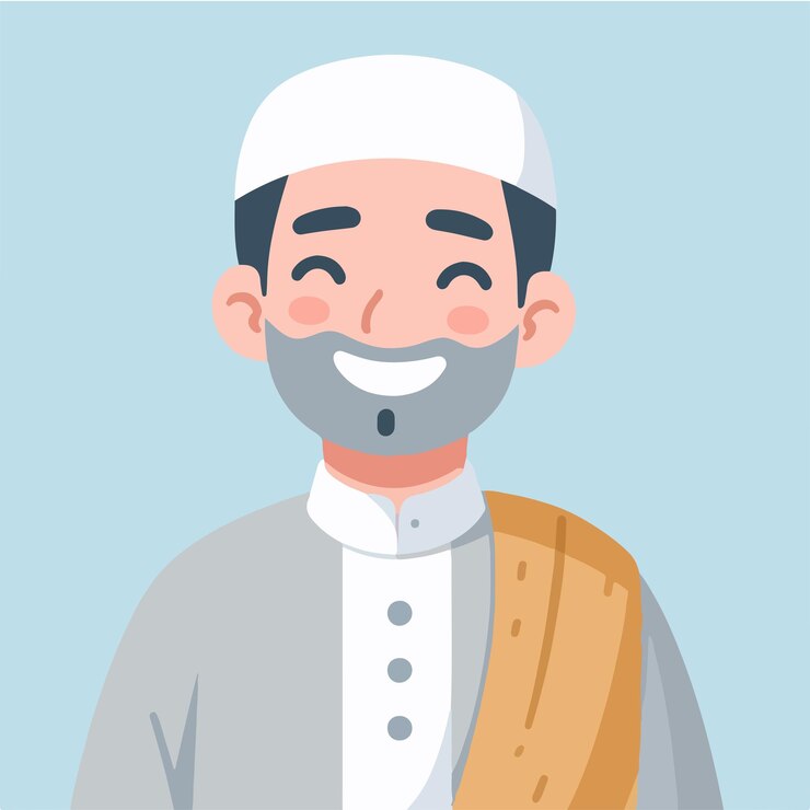 Vector a muslim is cheerful with a simple flat design style