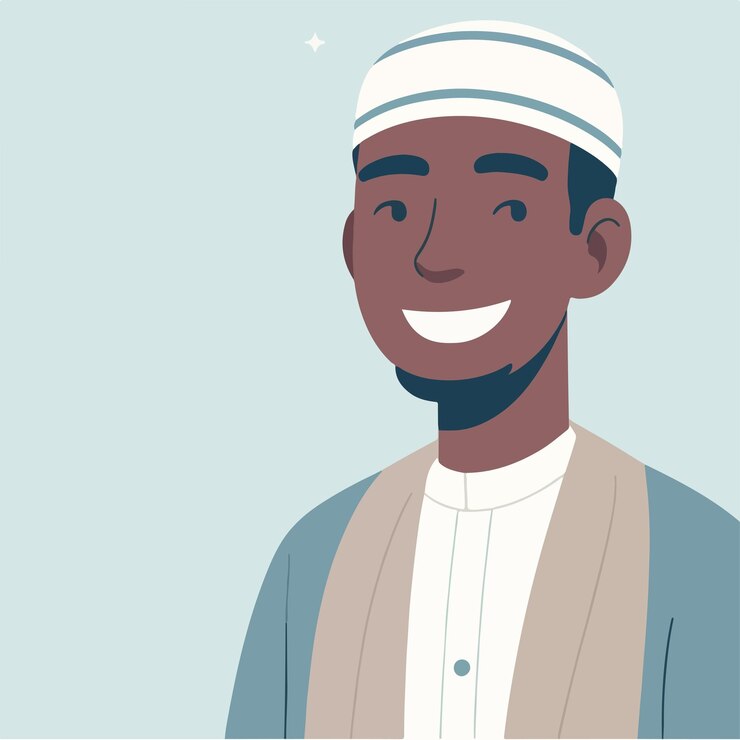 Vector a muslim is cheerful with a simple flat design style