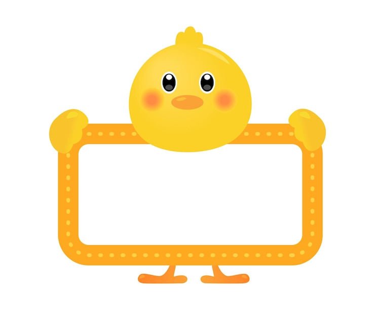 A name tag with a cute chick picture on it illustration set Kindergarten daycare center paper