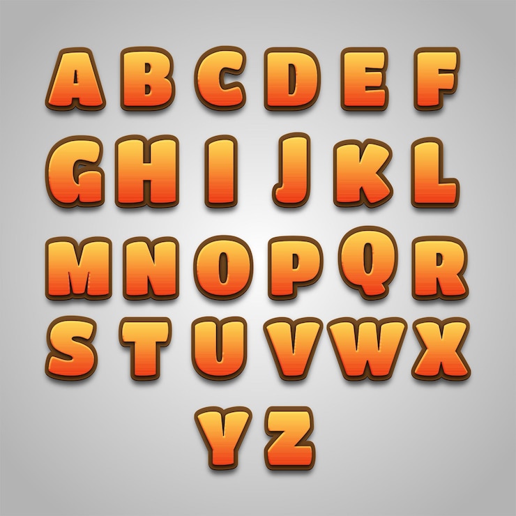 Vector a orange alphabet letters