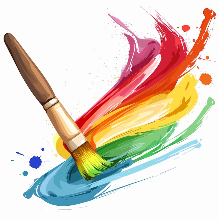 Vector a paint brush with a rainbow colored paint in the middle