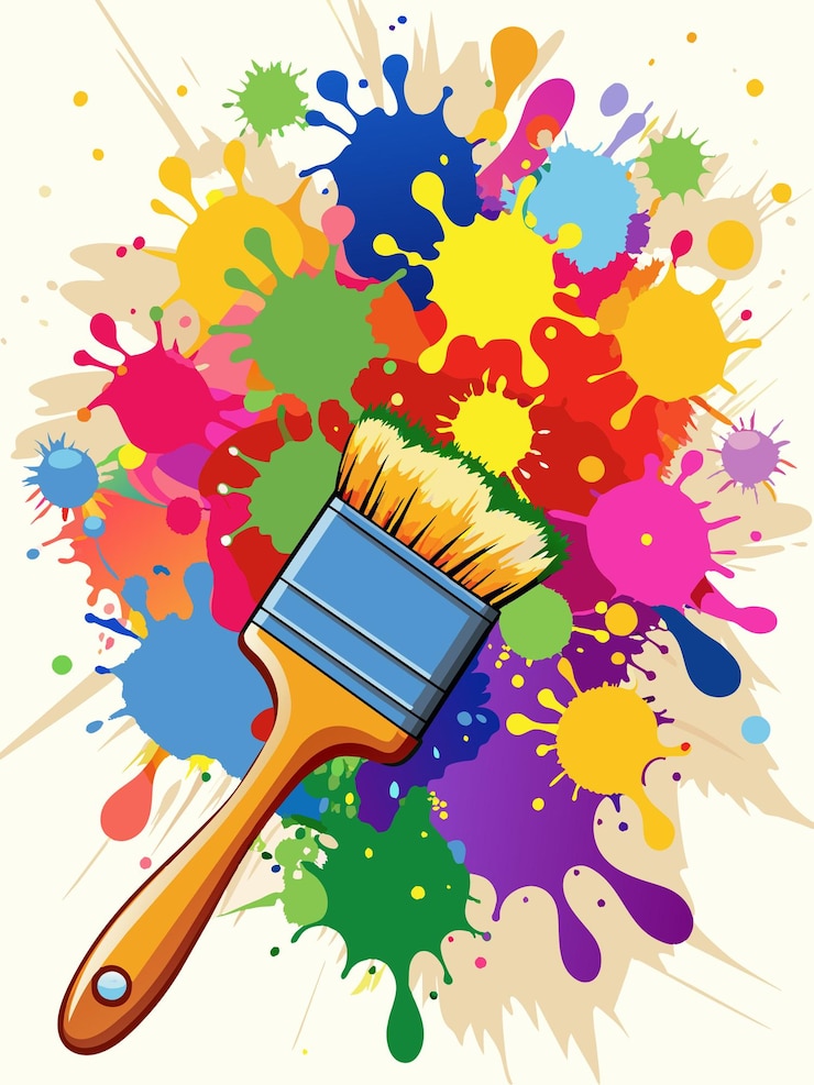 Vector a painting of a brush with paint and paint on it