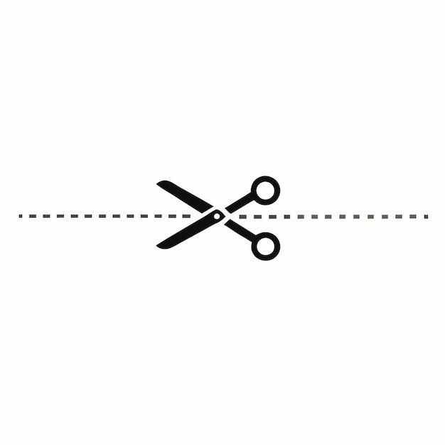 a pair of scissors is drawn on a line