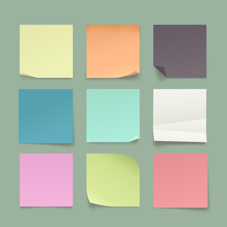 Vector a paper memo notes in colorful set
