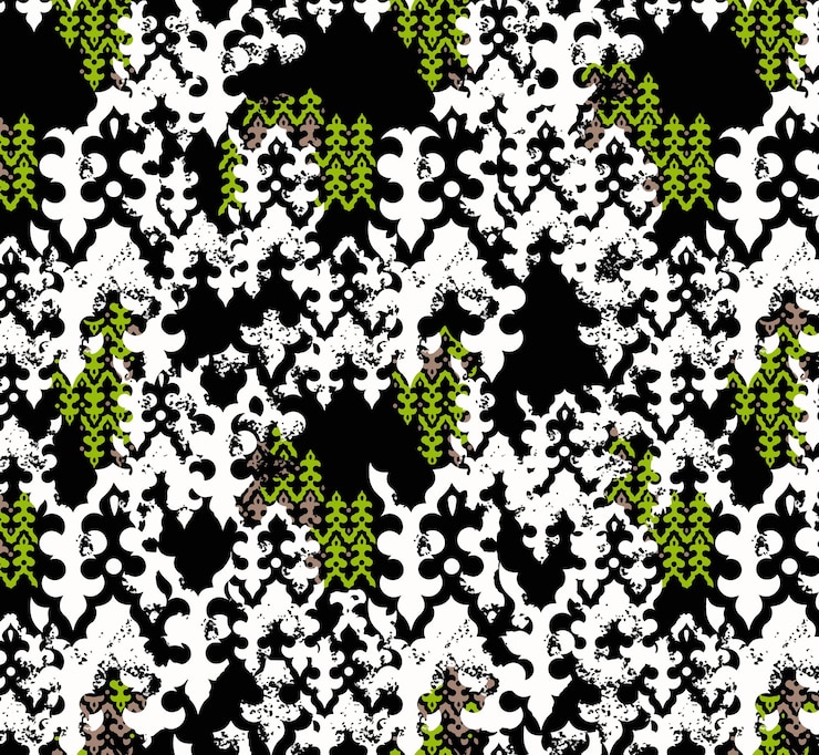Vector a pattern of green and white flowers