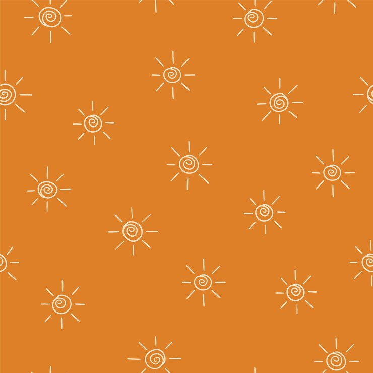 a pattern with sunflowers on an orange background