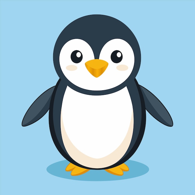 a penguin with a yellow beak and a white chest and a black and white face