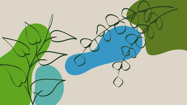 a picture of a blue and green plant and a blue watercolor background