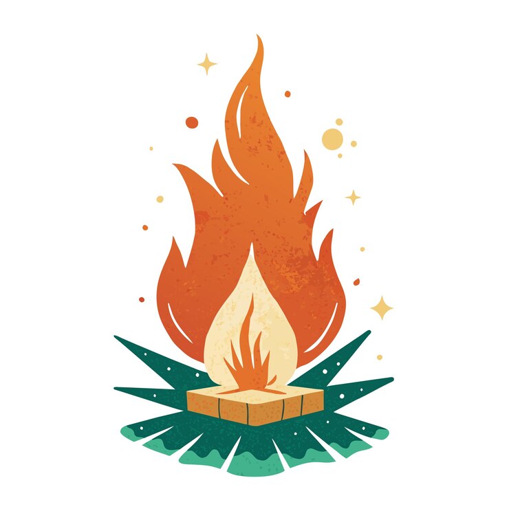 Vector a picture of a fire with a picture of a star on it