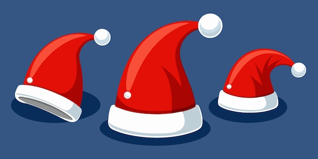 a picture of santa hats and a blue background