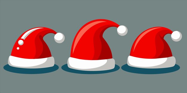 a picture of santa hats on a gray background