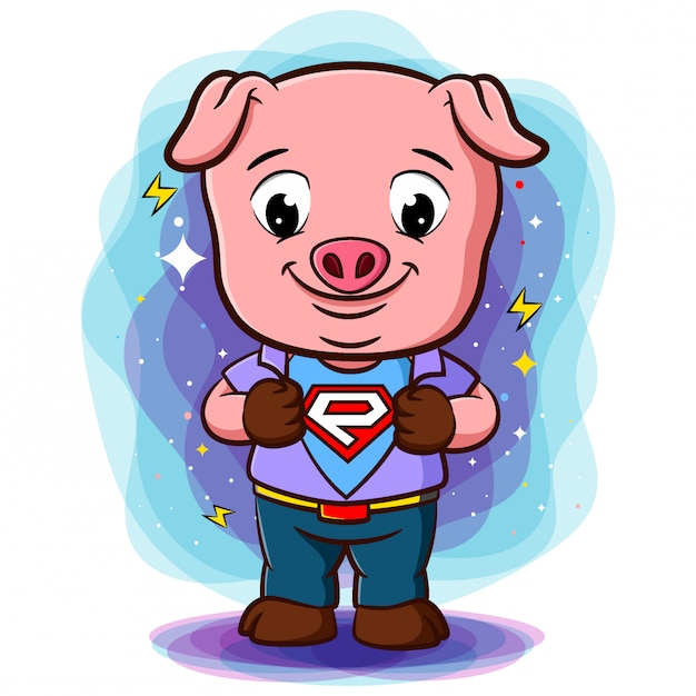 A pig do open shirt to show logotype in hero style