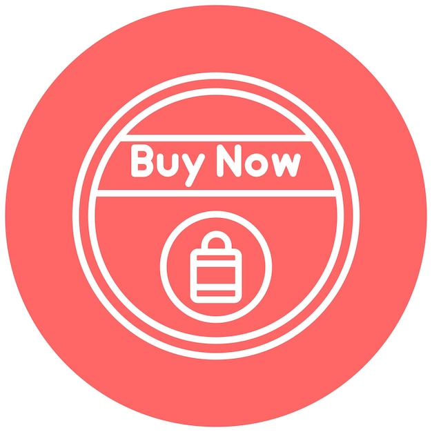a pink circle with a sign that says buy now