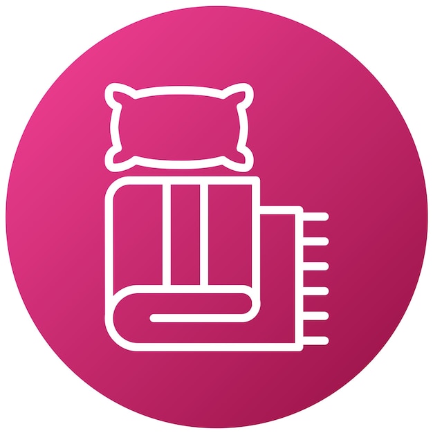 a pink circle with a white outline of a pillow and a pink circle