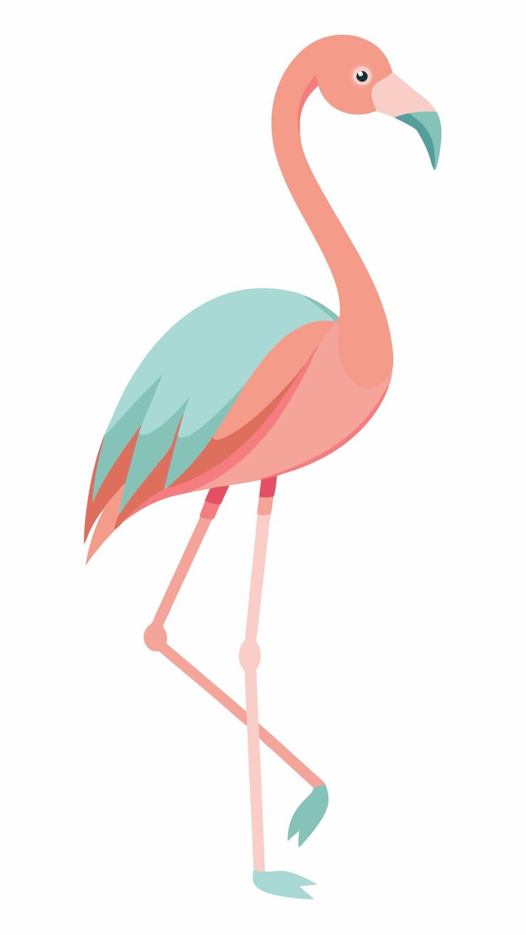 Vector a pink flamingo with a green and pink tail