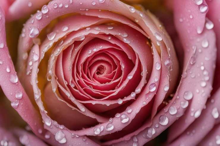 Vector a pink rose with water drops on it