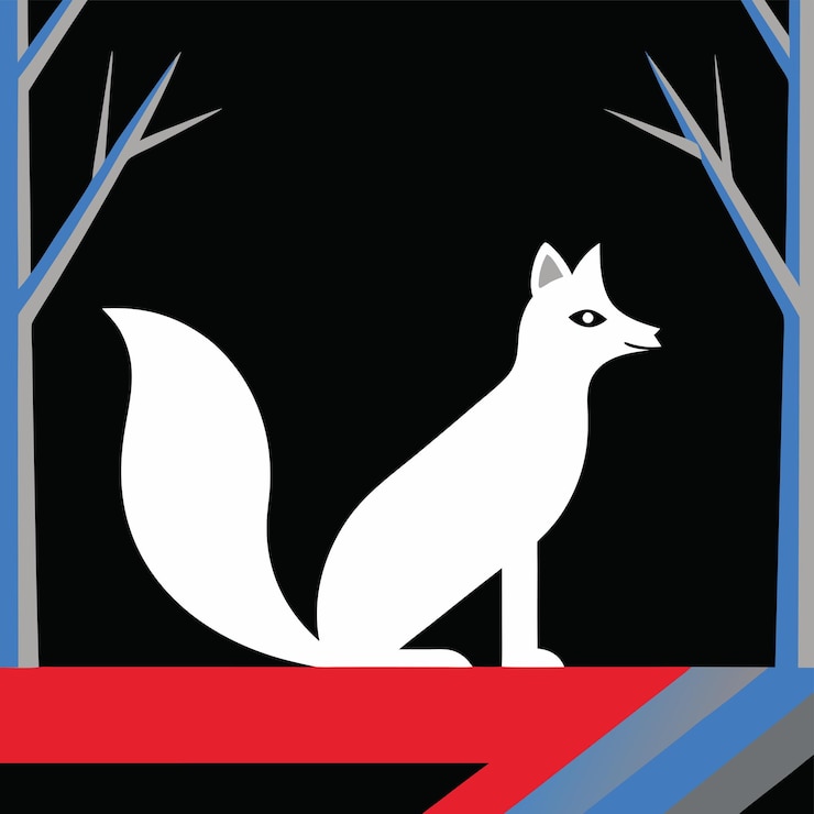 Vector a poster for a fox with a red tail and a black background