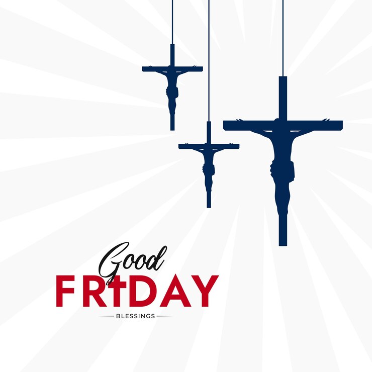 Vector a poster for good friday with three hanging crosses and the words good friday