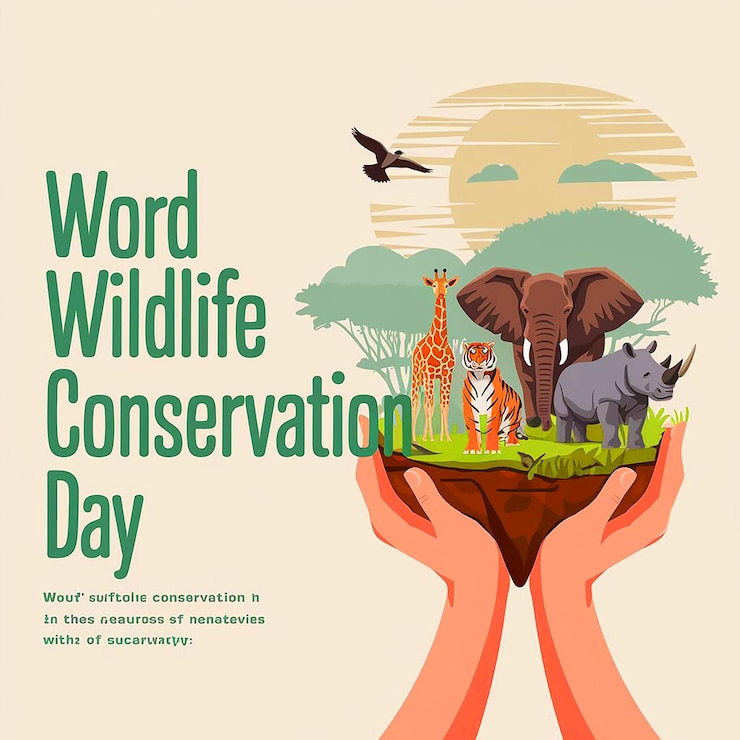 Vector a poster for the word wildlife day is written by the word wildlife