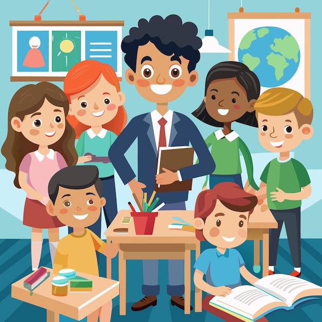 a poster of a school with a boy and a book titled  school