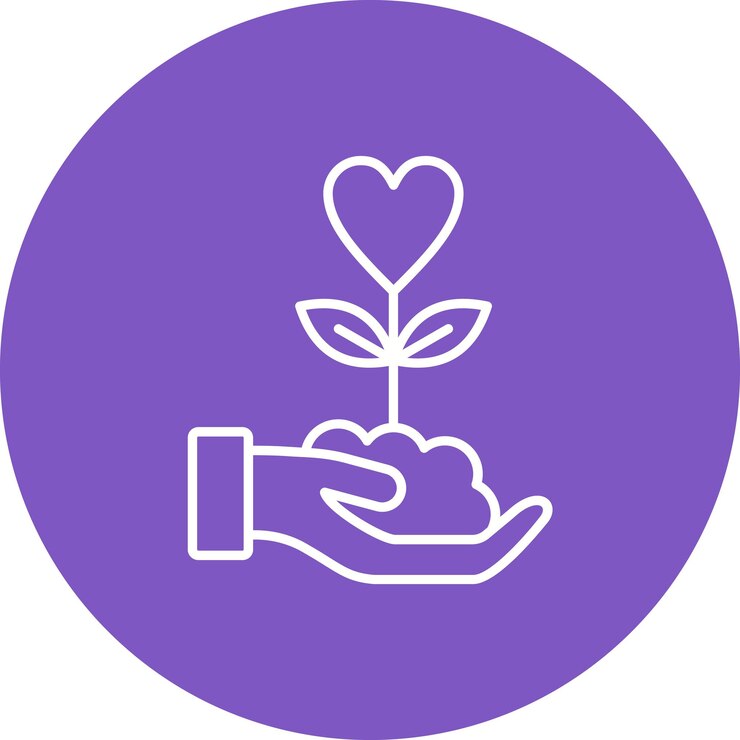 Vector a purple circle with a heart in the middle