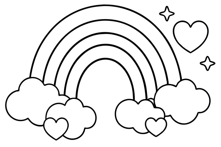 Vector a rainbow with hearts and the word love on it