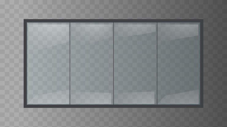 A realistic big black transparent window isolated