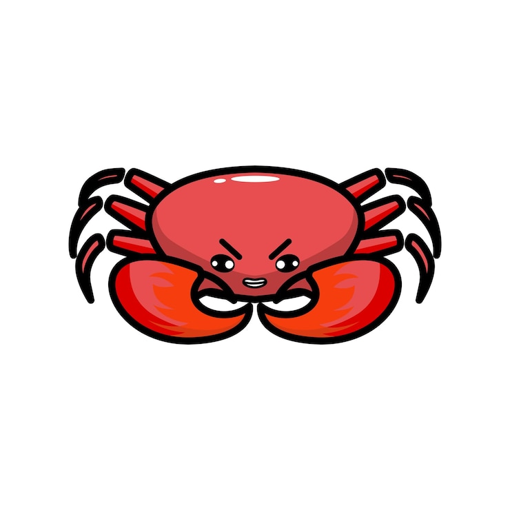 Vector a red crab with a angry face.