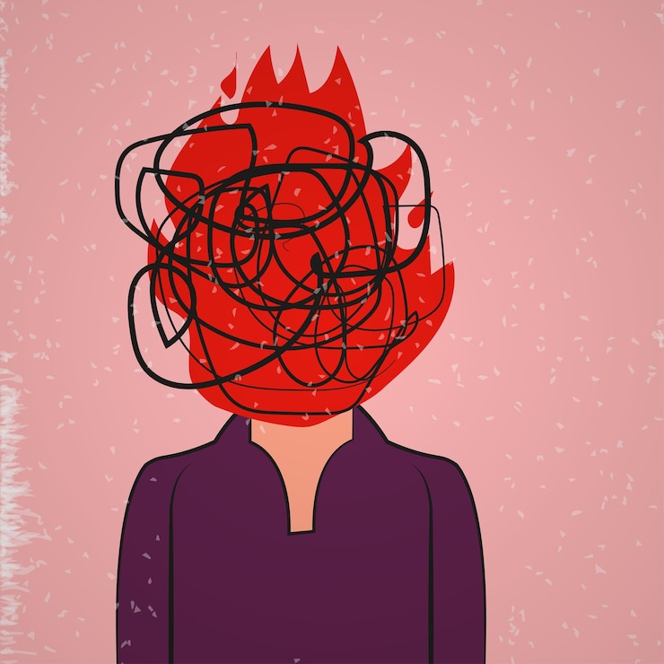 Vector a red man with a red head that says " no " on it.
