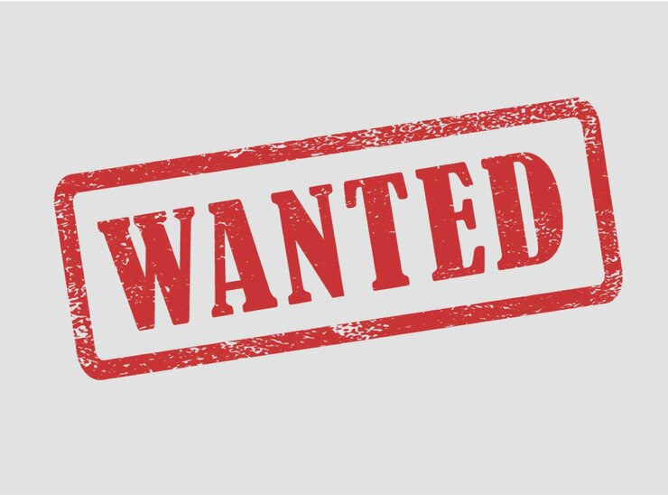 Vector a red wanted sign with the word wanted on it