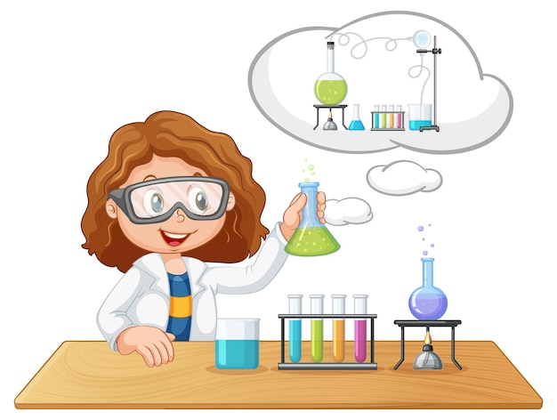 A scientist experiment with speech bubble