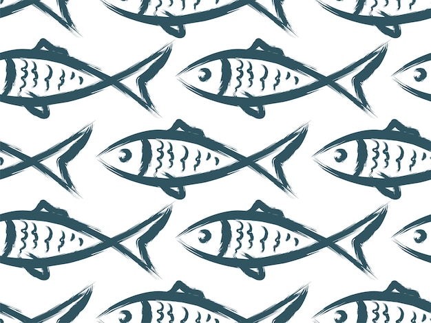 A seamless blue background with fishes