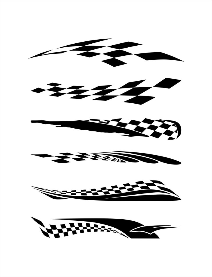 Vector a series of black and white images of fish swimming in the water