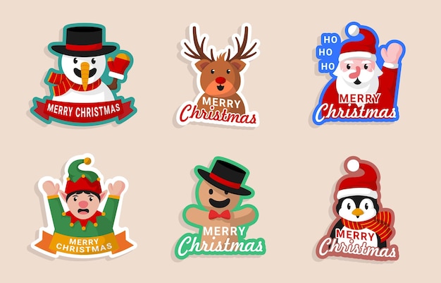 a series of christmas stickers with a snowman on the top