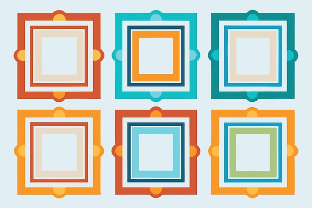 a series of frames with different colors and shapes