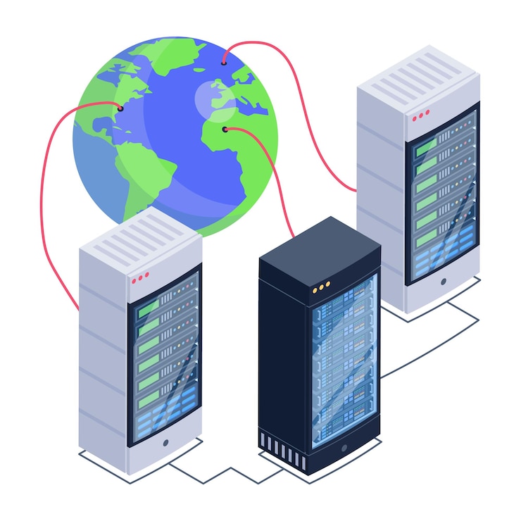 Vector a server room icon in isometric design premium download