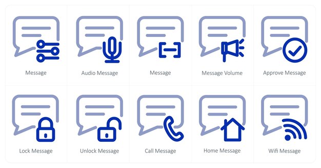 a set of 10 micro icons as message audio message message