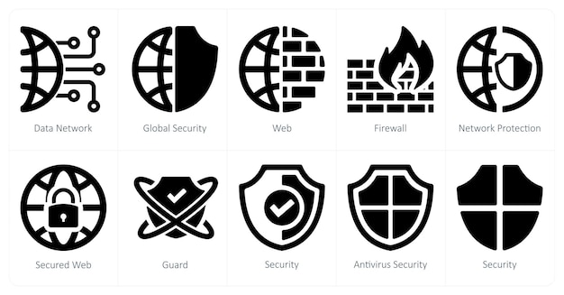 A set of 10 Security icons as data network global security web