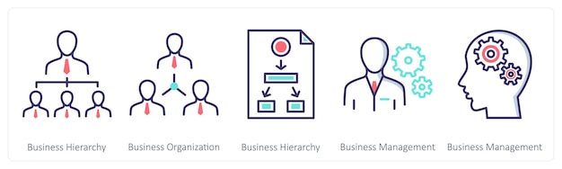 A set of 5 Business icons as business hierarchy business organization business hierarchy