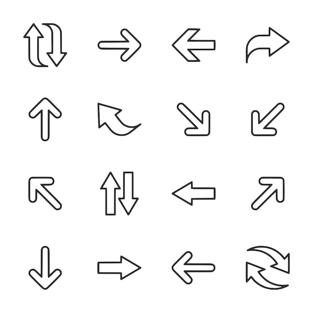 A set of arrows in various orientations and sizes