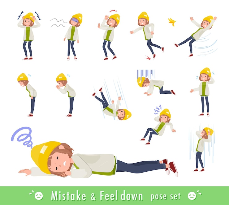 Vector a set of casual fashion women expressing failure and depression