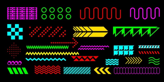A set of geometric design elements composed of round triangular square and linear shapes