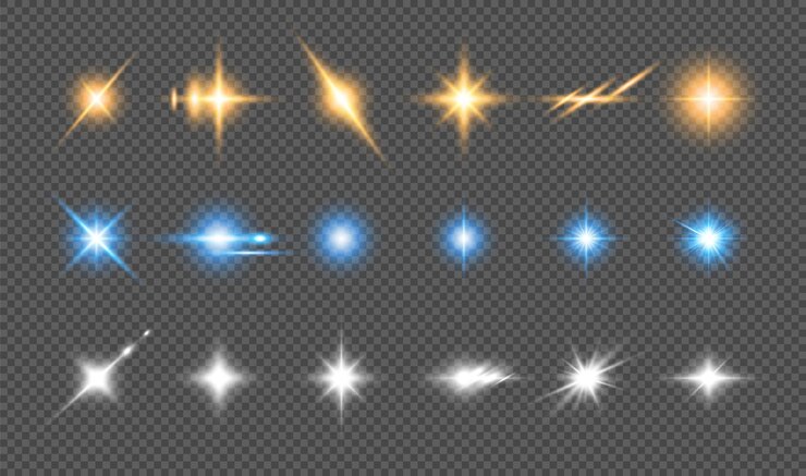 Vector a set of glowing color lighting effects on a transparent background