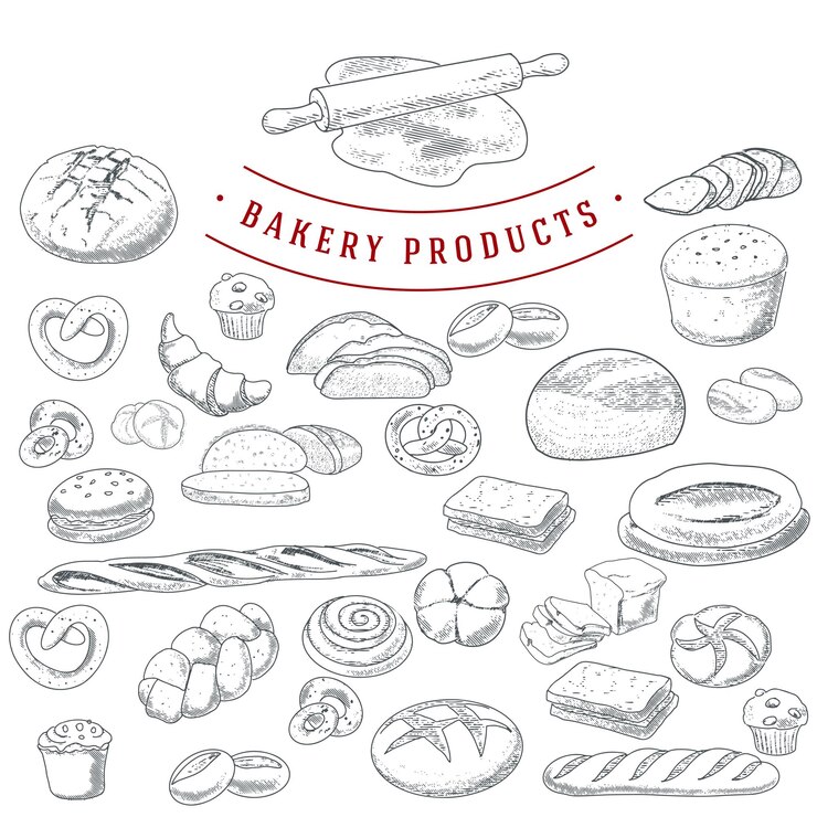 A set of grunge illustrations of bread