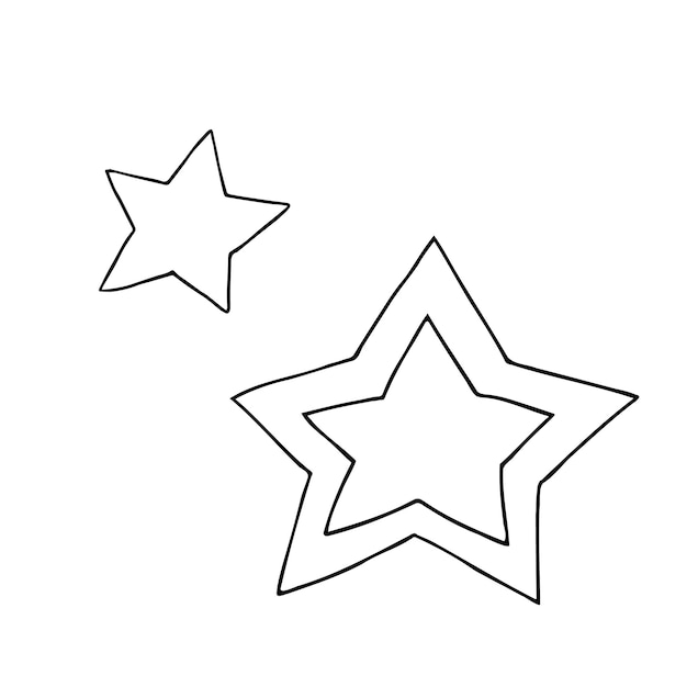 A set of hand drawn stars Outline drawing Vector illustration For coloring pages cards prints