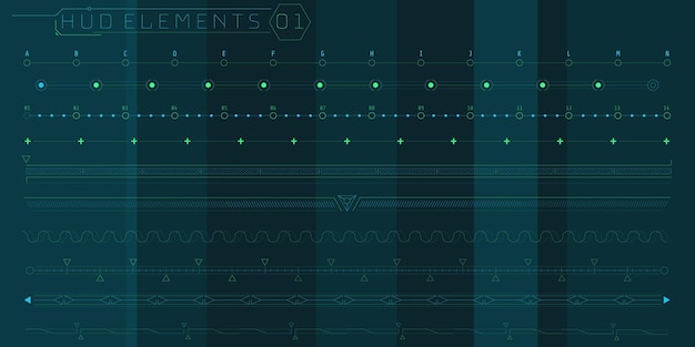 a set of hud lines elements for a futuristic interface.