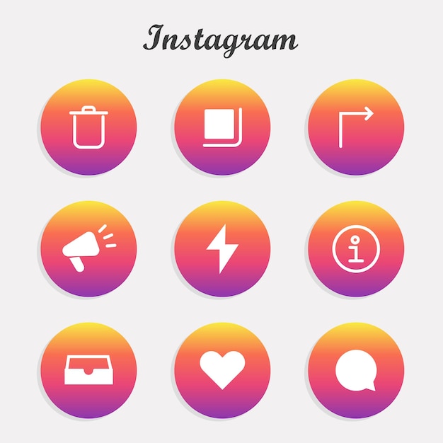 A set of Instagram icons