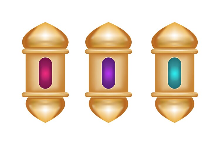 Vector a set of lantern ornament designs with various colors good for islamic ornaments