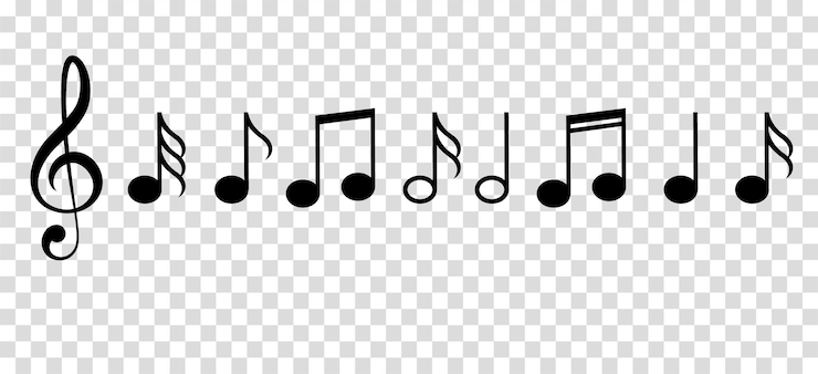 Vector a set of music notes on a transparent background
