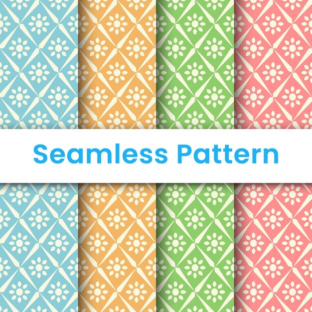 a set of pattern of colorful flowers with a colorful background